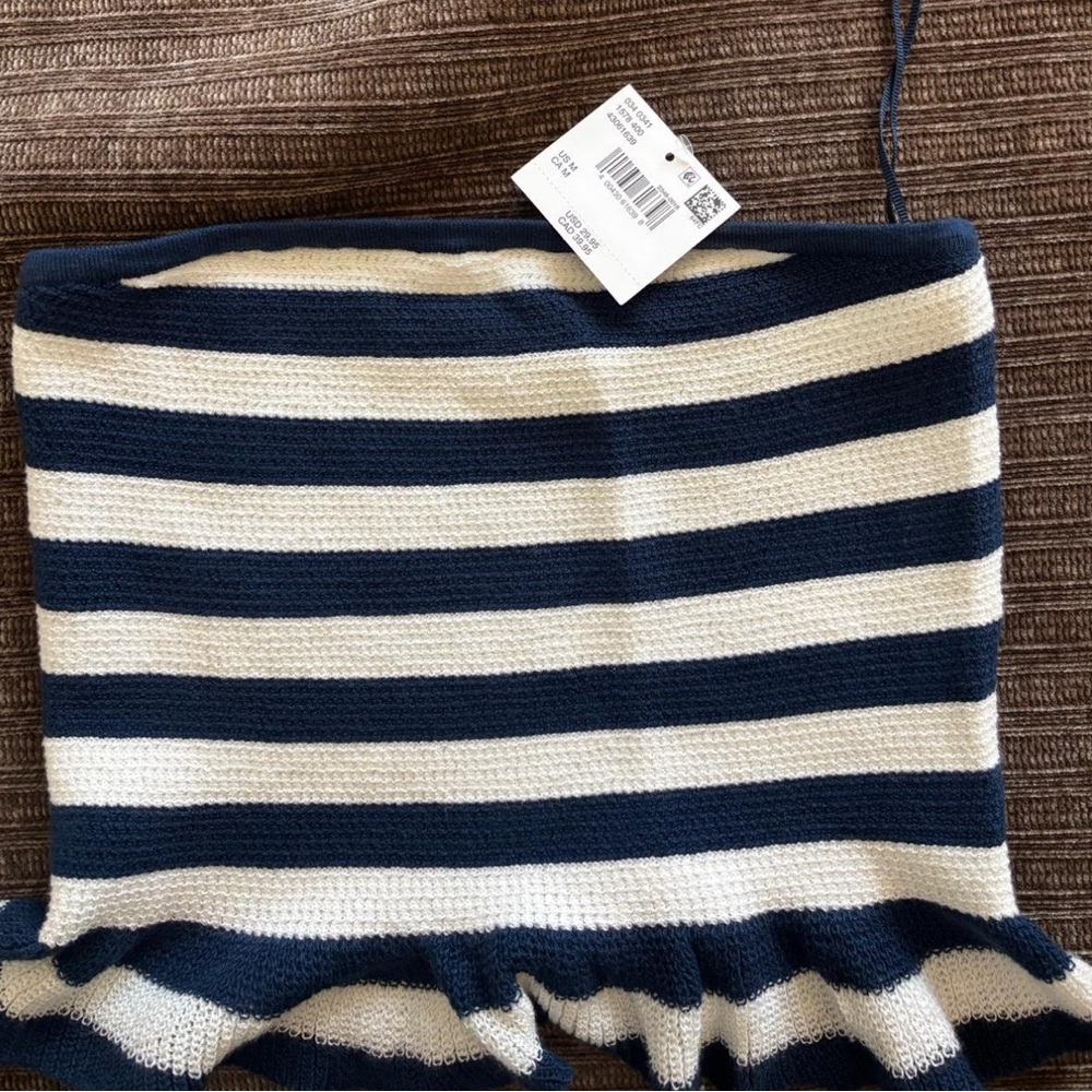 American Eagle Outfitters Navy and White Striped Crop Top
